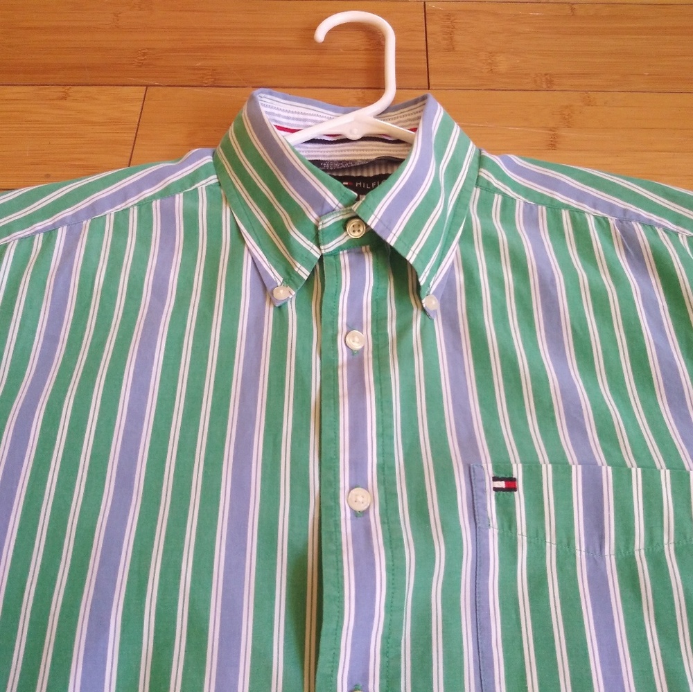 Vintage Tommy Hilfiger Vertical Striped Button MED